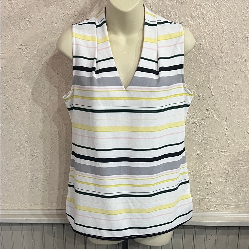Ann Taylor Striped V-Neck Tank Top
